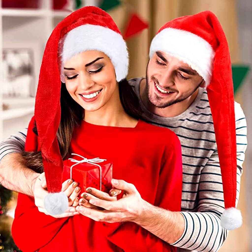 ALIMITOPIA 75 cm Christmas Santa Hat Deluxe Plush Long-tail Christmas Santa Claus Xmas Cap Hat(2pcs,One Size Fits All) - Image 6