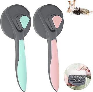 Cat Dog Grooming Brush,Self Cleaning Slicker Brush,Pet Grooming Tool,Removes Loose Hair & Tangles,Skin Friendly & Promote Circulation,for Cats and Dogs with Short, Medium & Long Hair (2Pack)