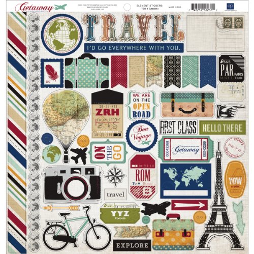 Echo Park Paper Company Getaway Cardstock Stickers, 12 by 12-Inch (GA-STK-63014)