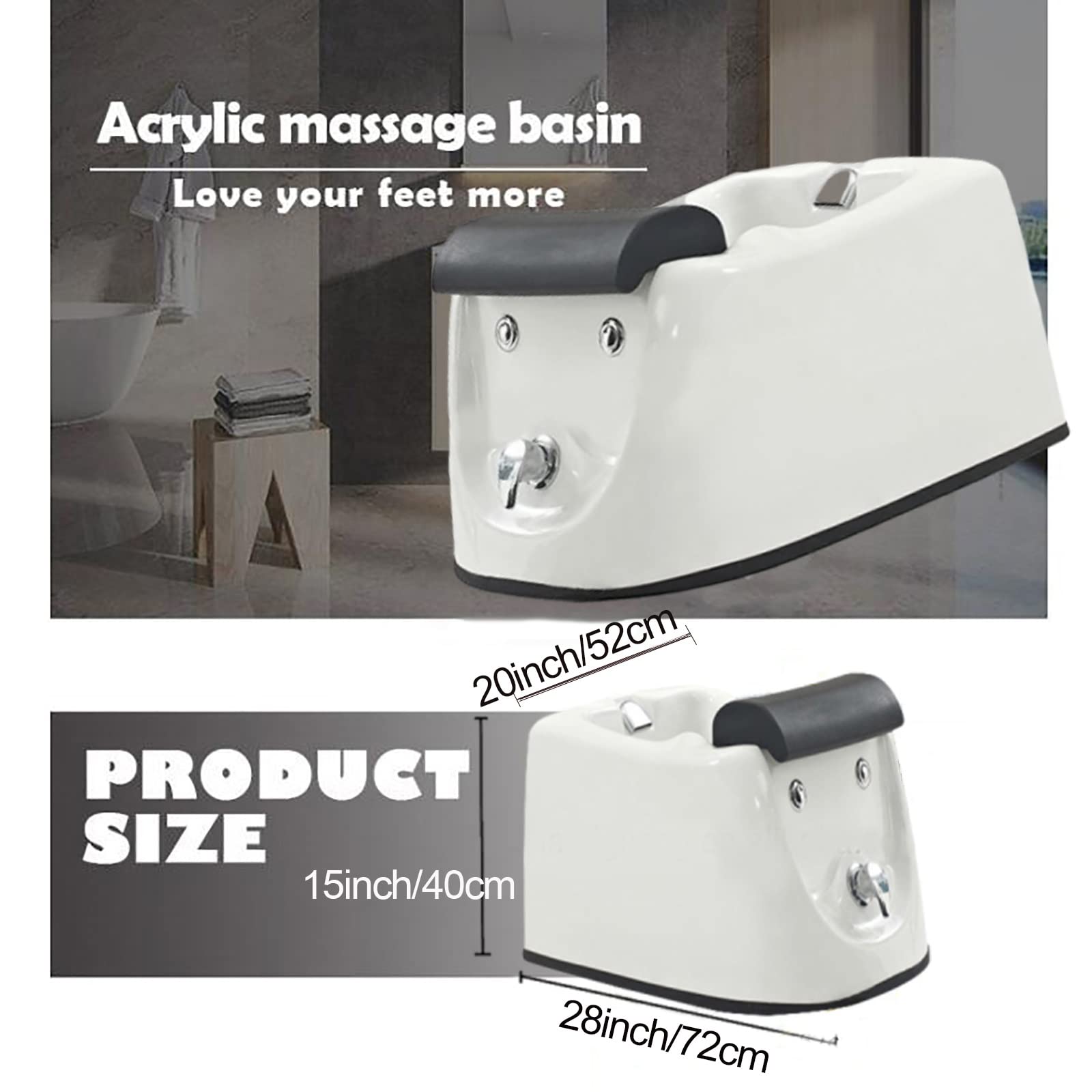 Pedicure Foot Spa Salon Massage Equipment Foot Bath Basin Colorful Light Surfing Deep Foot Bath Spa with Massage Pedicure Bowl with Pedicure Foot Rest (Size : Bath+Pedicure)