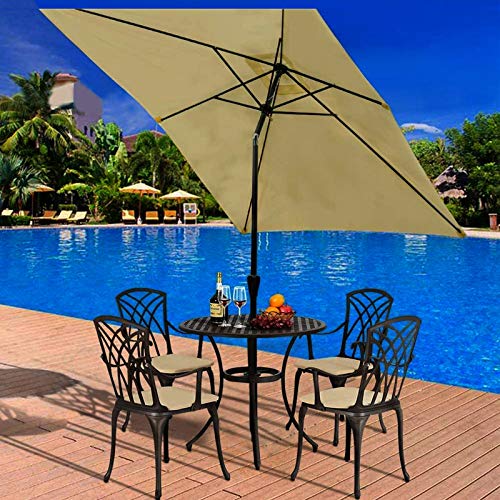 Sombrilla rectangular beige CLSDRZC para evitar el calor solar en mesas de terraza y patio 3