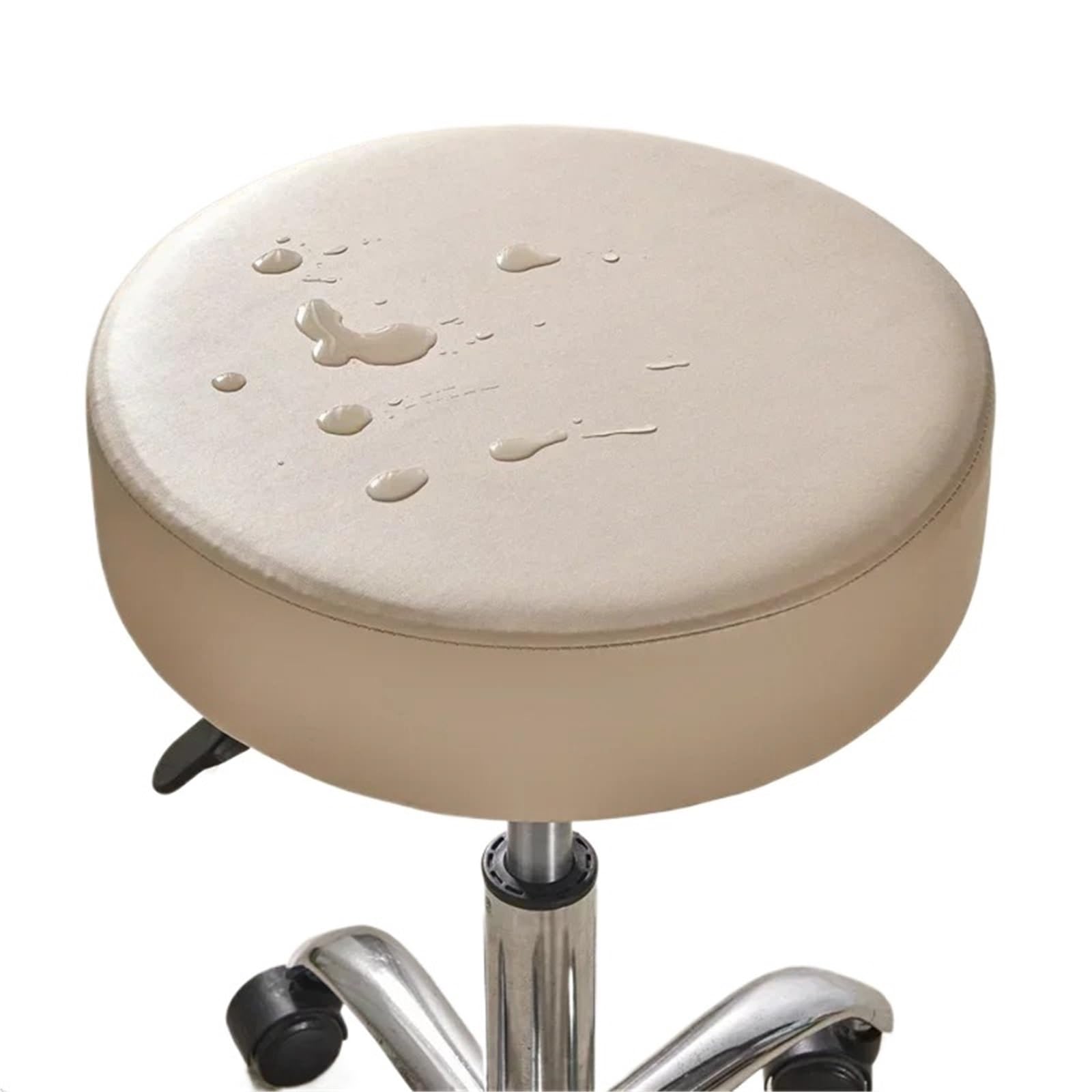 SHENJMAI Stool Covers Round Round Stool Cover Leather Elastic Barstool Covers Solid Color Rotating Chair Slipcover Home Hotel Decor(Brown)