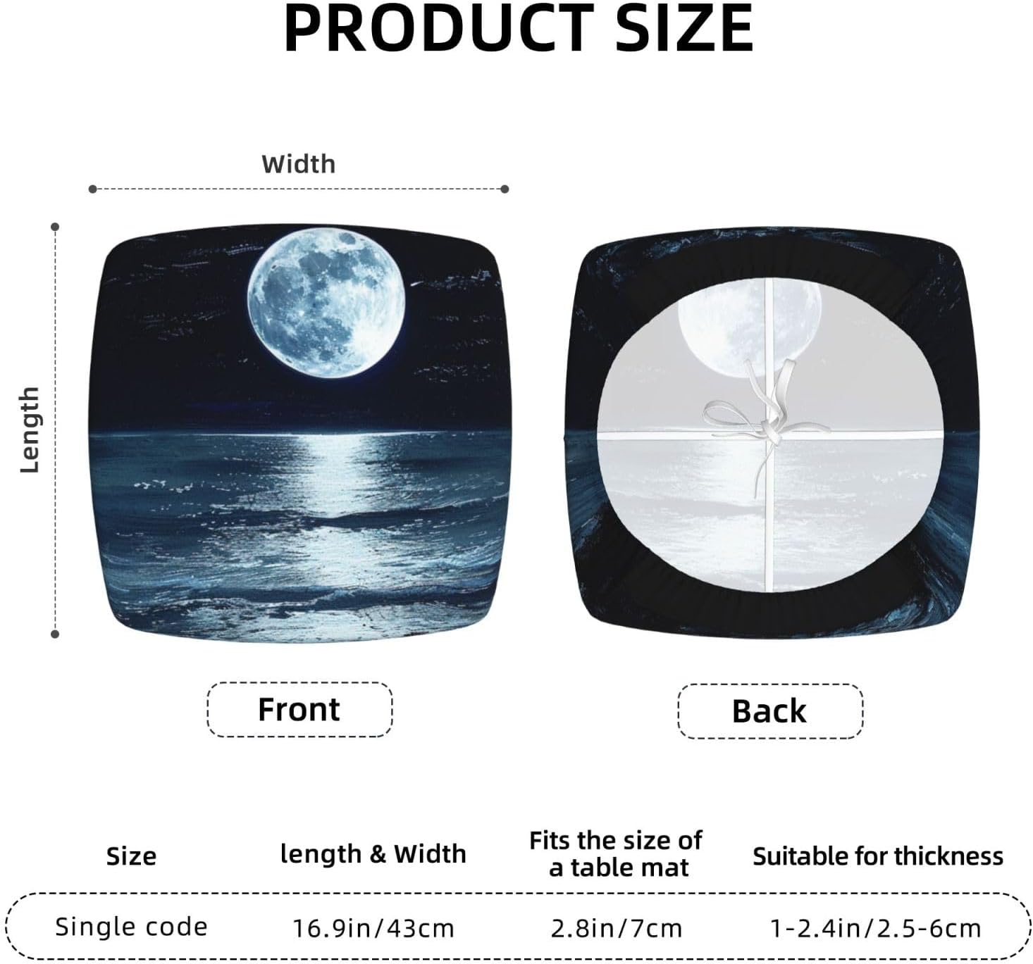 Full Moon in Night Print Square Cushion Covers 6 Pcs Set Elastic Non-Slip Seat Cushion Slipcovers Pet Furniture Protectors for Chair, Sofa