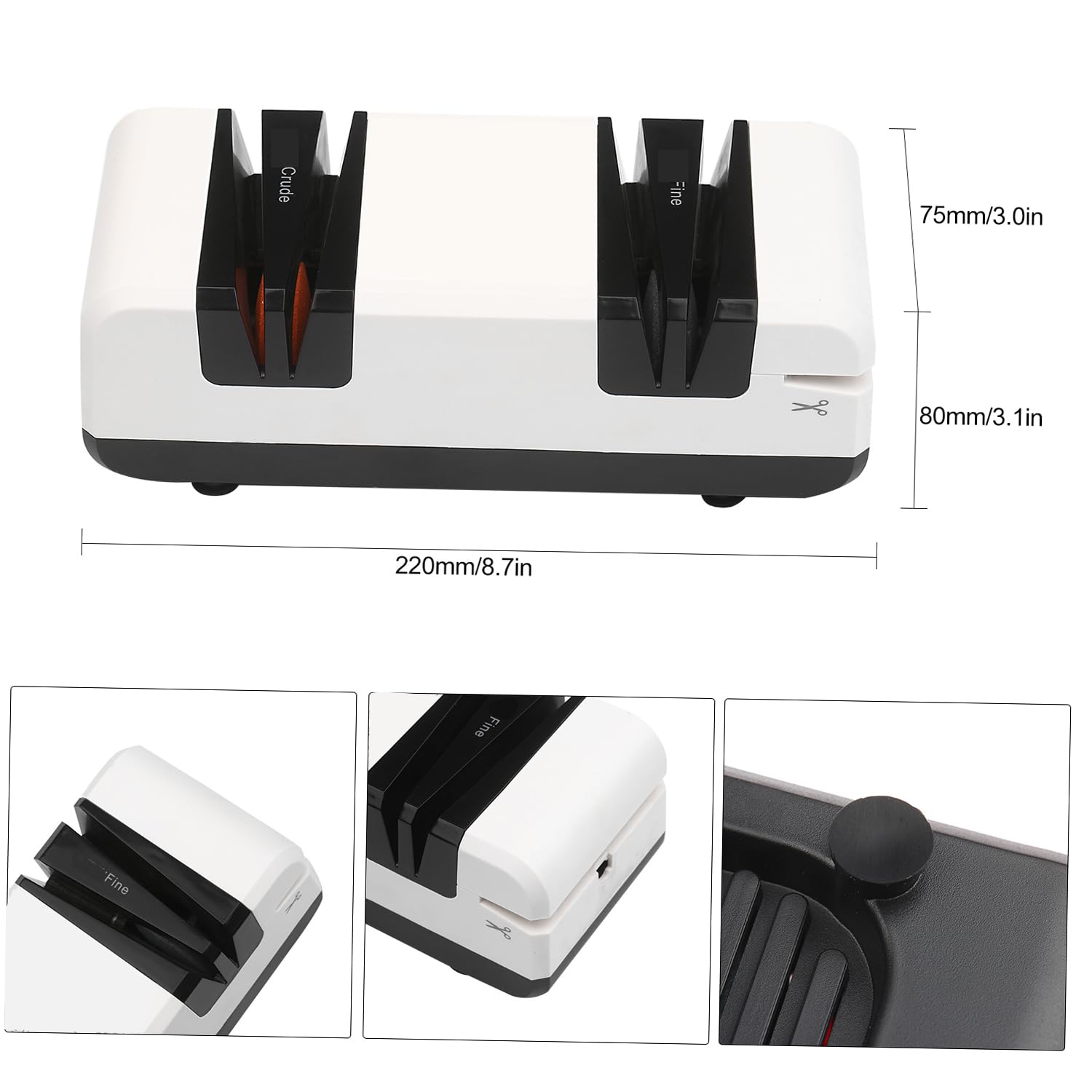 Afilador de cuchillos eléctrico profesional Afilador de cuchillos automático multifuncional con chaflán de 15 grados Ranuras brutas y finas para cuchillos de hoja recta Tijeras Cortador de