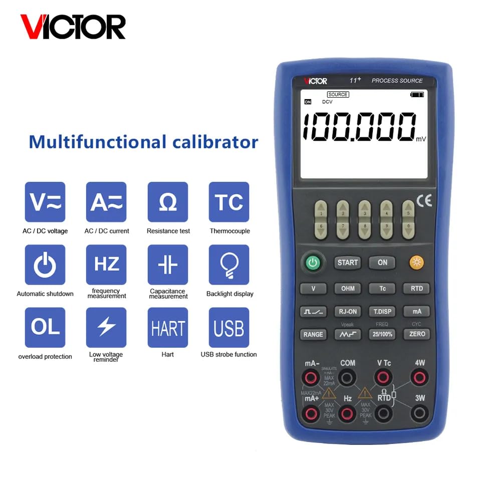 YuqiaoTime Victor 11+ Current and Voltage Professional Multifunction Process Calibrator Process Signal Source, 0.02%(Victor 11+)