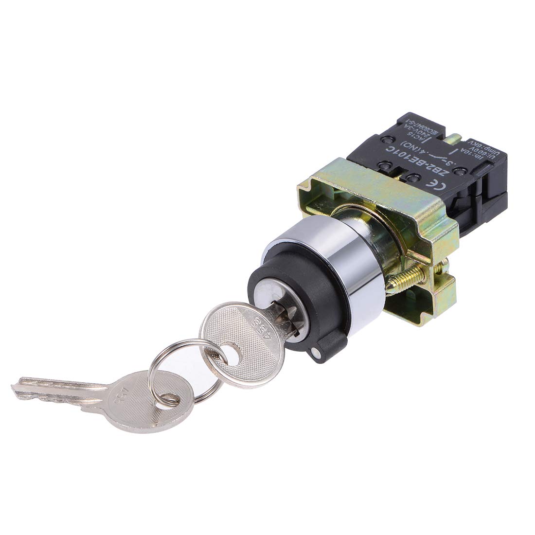 Interrupteur à bouton-poussoir de verrouillage à clé, 22mm, 2 positions, avec clés noires, non Interrupteur électrique