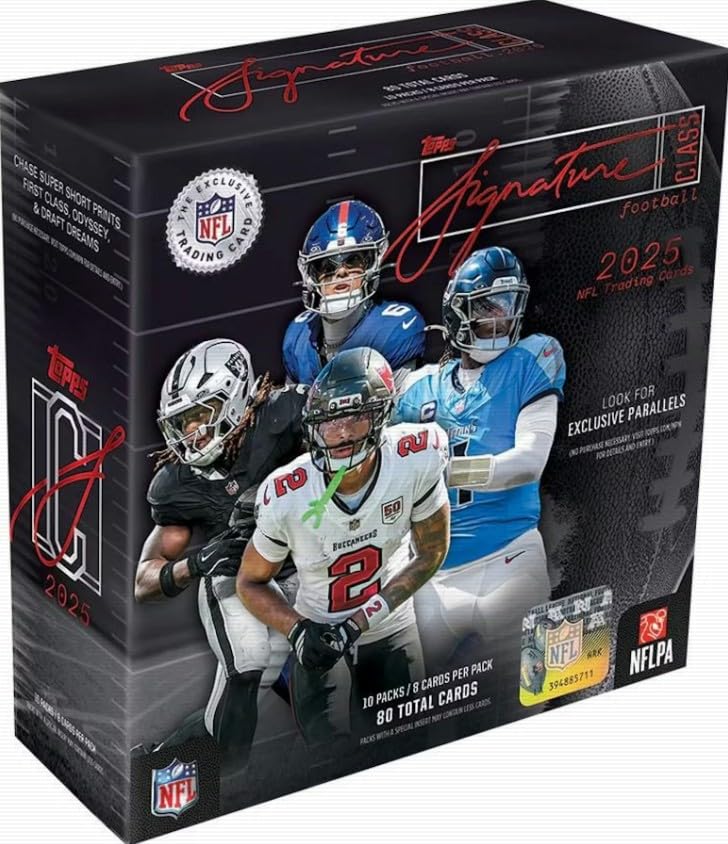 NEW 2025 SIGNATURE Class Football Card MEGA Box 80 Cards
