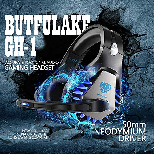 Butfulake GH1 Stereo Gaming Headset with mic & Splitter Cable for PUBG Over Ear Headphone noice Isolation mic, Surround Sound, Compatible with PS4, Xbox one S/X, Switch, PC, Skype (Sapphire Blue) - Thumbnail 6