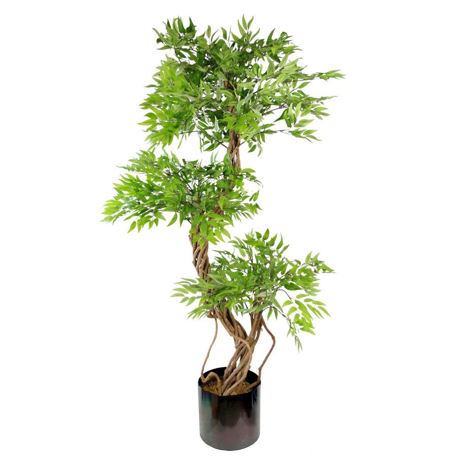 Leaf Realistic Artificial Japanese Fruticosa Ficus Tree, Wood, Green Rainbow, 140cm