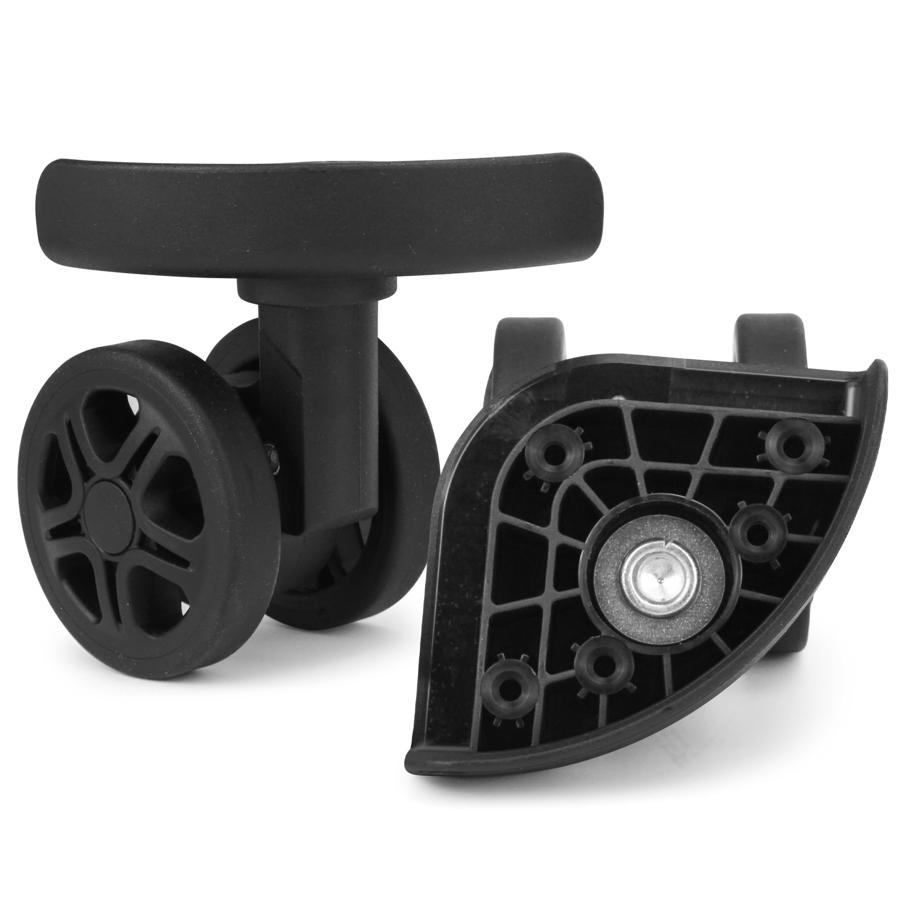 Ech.Apr 1 Pair Luggage Wheels Replacement Black Mute Suitcase Wheels Replacement Parts Caster Trunk Wheels Luggage Suitcase Trolley, Double-Row Wheels
