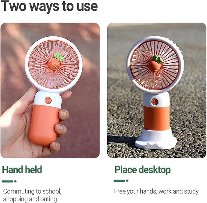 Image of BETSU Portable Rechargeable Mini Fan (Pack of 2) | 400mAh USB Handheld Small Fan, 3 Speed Modes | Silent Personal Pocket Cooling Fan Value Pack for Travel, Office Desk, Makeup, Kitchen (Multicolor)