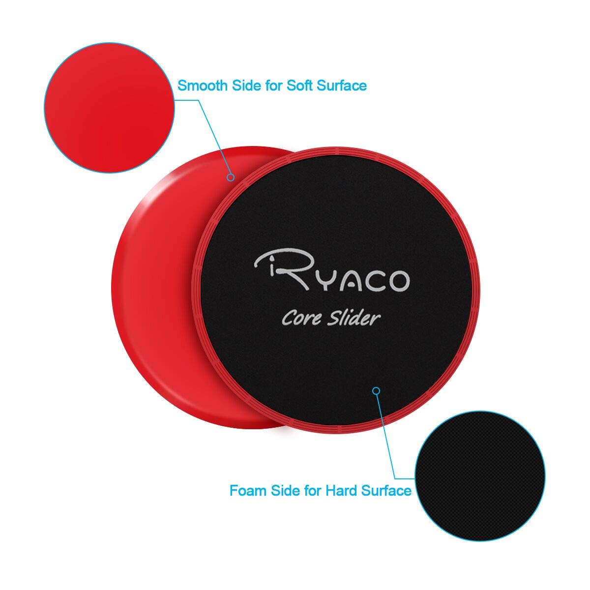Ryaco 2 x Core Esercizio Cursori - Dischi di Scorrimento - Dual Sided Gliding Discs per Moquette/Pavimenti - Fitness, Aerobica, Crossfit