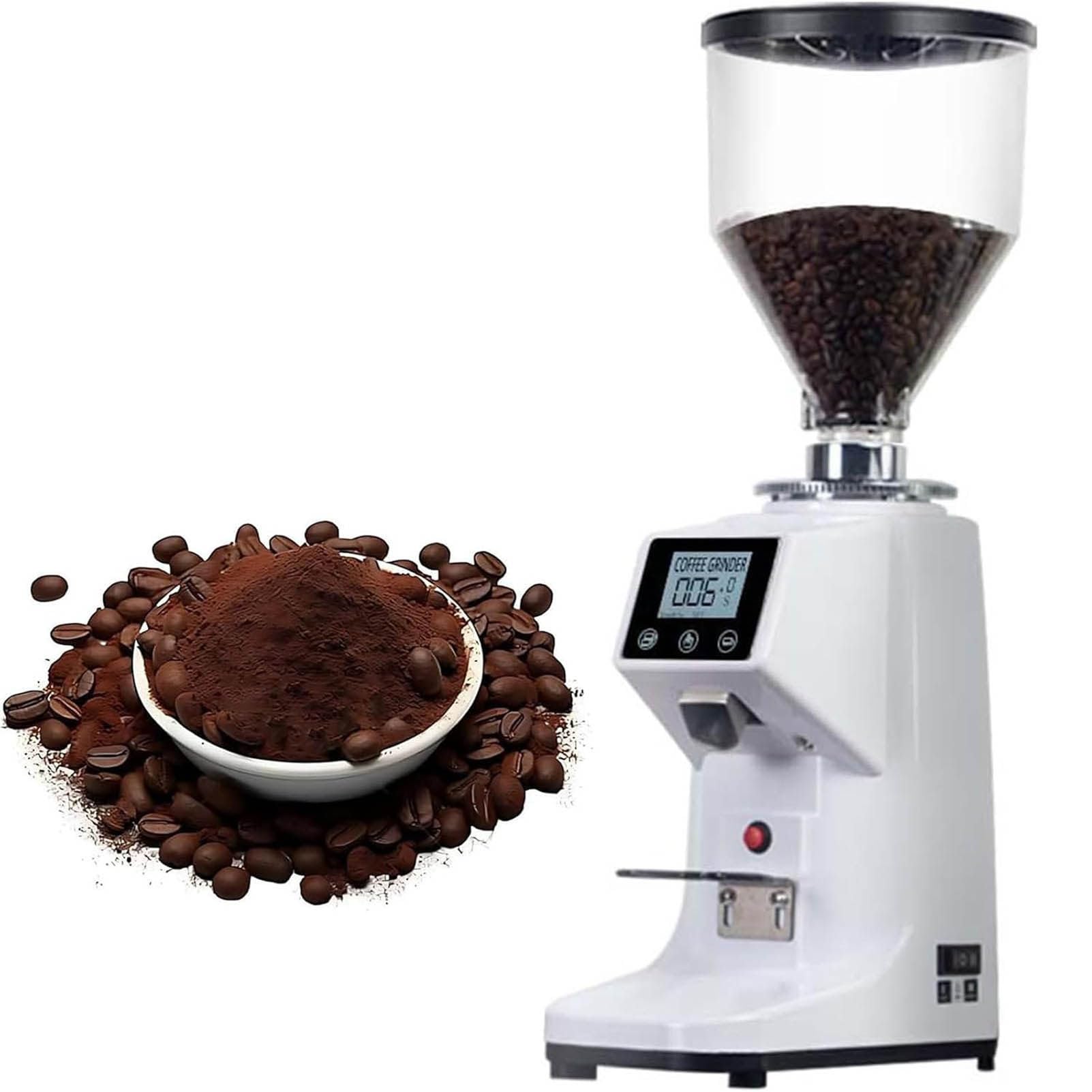 Macinacaffè Elettrico Macine Piatte, 0.5/1.5l grande Tramoggia white-1500ml