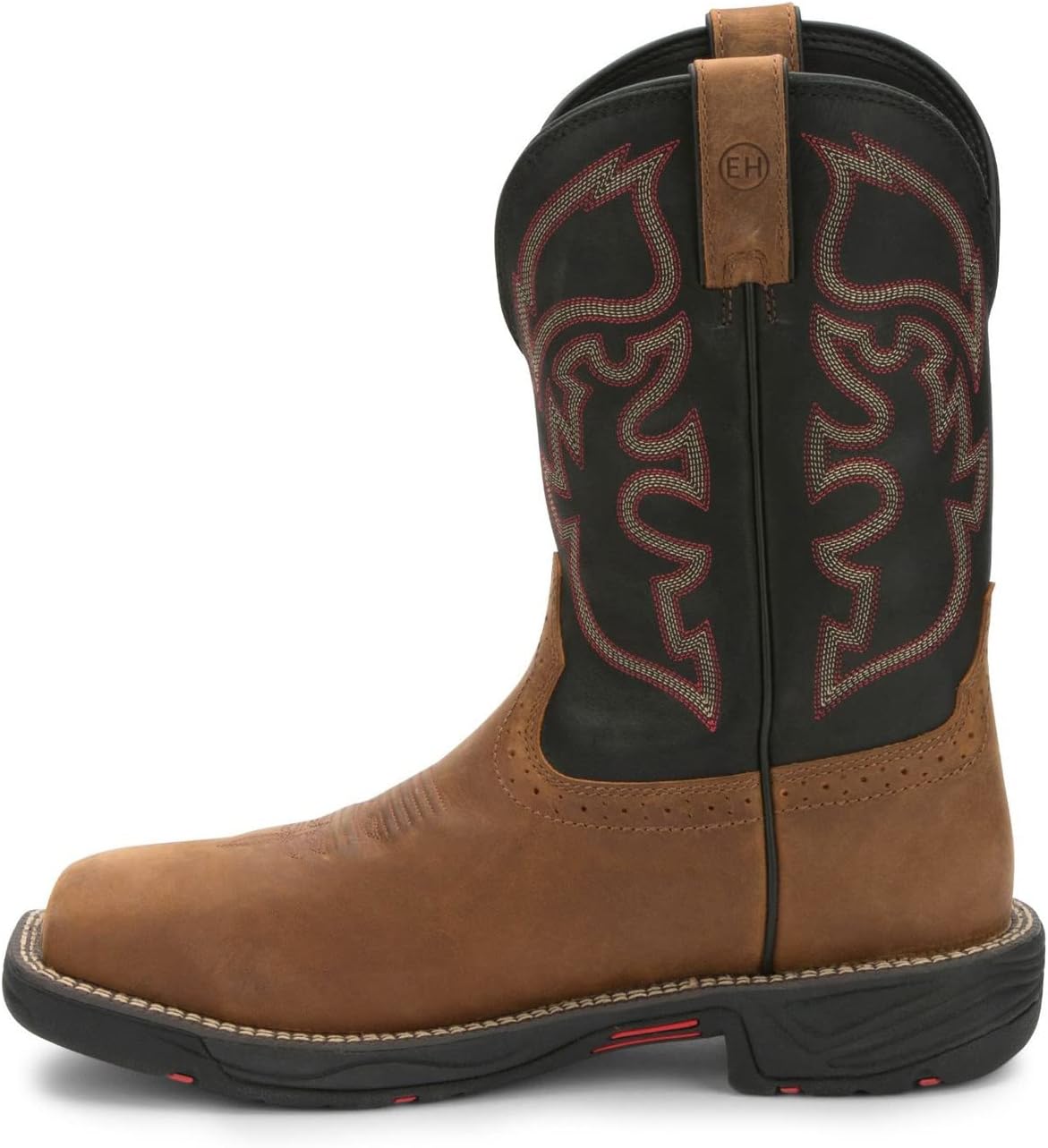 Justin Boot Company Men's Stampede Rush Tan 11" Black Maldova H2O Comp Toe Work Boot Tan 9.5 EE
