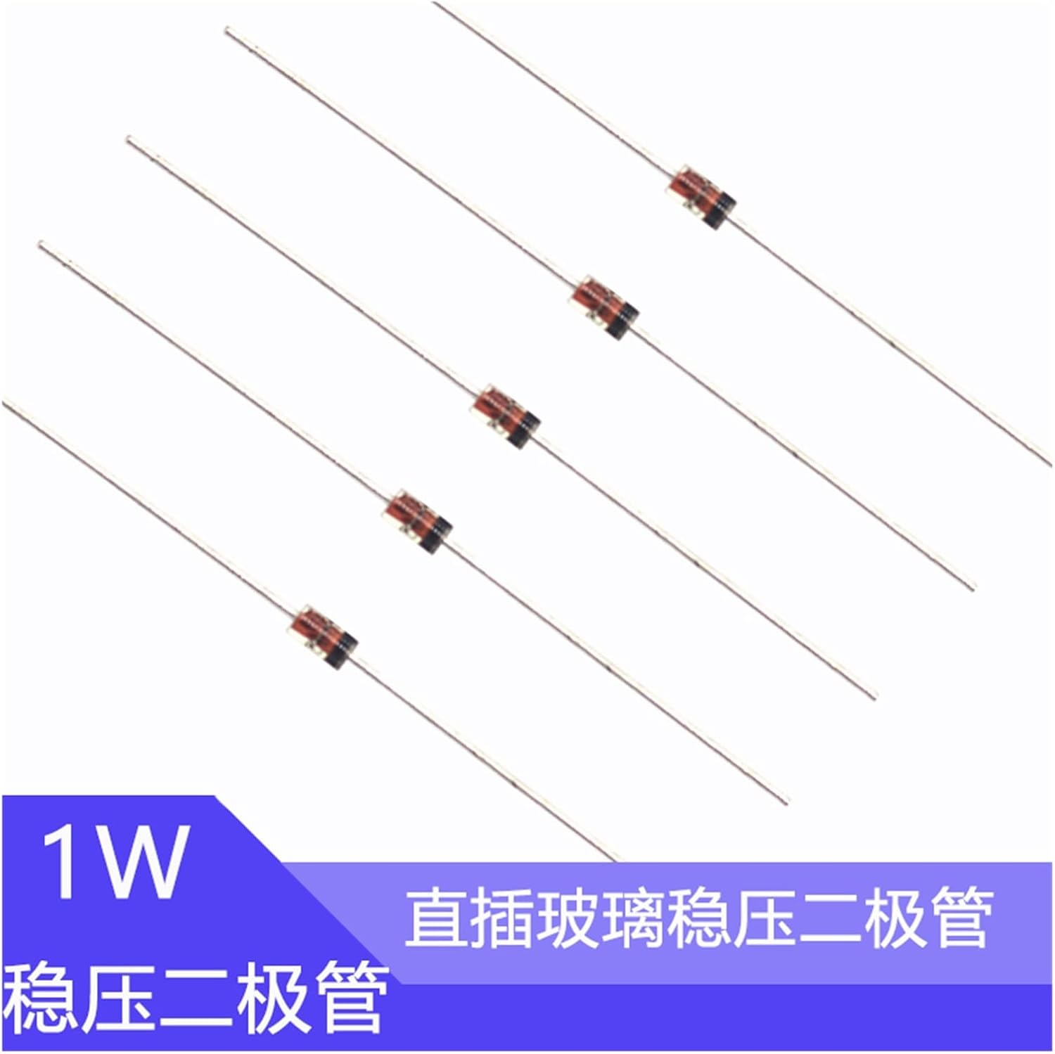 50 Pcs Zener Diode 1N4732A 1N4732 1N4733A 1N4733 DO-41 1W 4v7 5v1 4.7v 5.1v (Color : 1N4732A 4.7v)