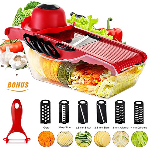 Mandoline Vegetable Slicer 6 Blades, Godmorn Veggies Food Fruits Cutter, Cheese Grater, Potato