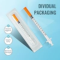 Vista 2 de Jeringas de insulina, 0.0 fl oz, 30G, 1/2" (12.7 mm) con aguja, U-100, envasadas individualmente, paquete de 100