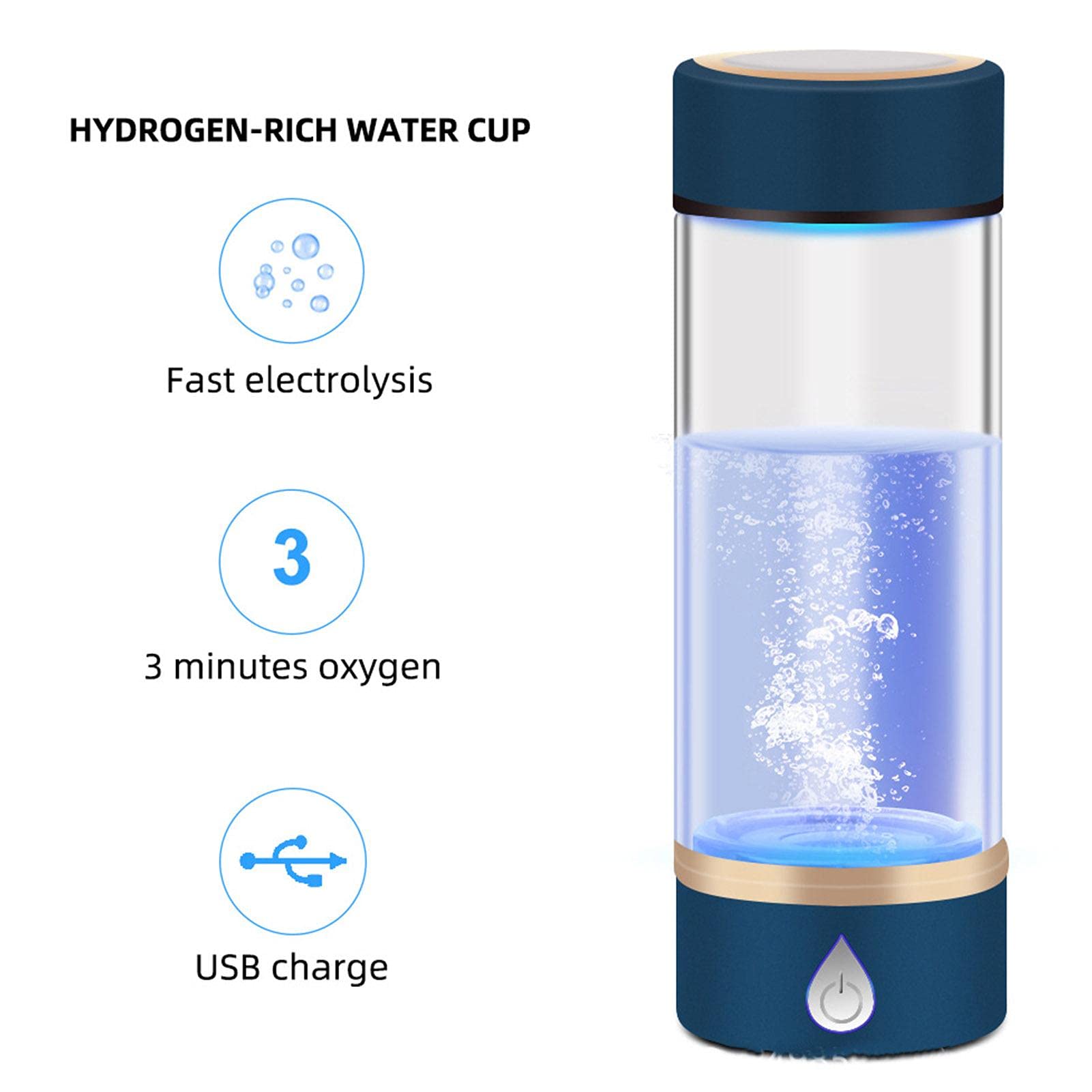 Générateur de bouteille d'eau d'hydrogène, portable 3 minutes riche en hydrogène rechargeable, utilisant la dernière technologie anti-oxydation et anti-âge générateur d'eau hydrogène, jusqu'à 800 PPB Générateur de bouteille d'eau d'hydrogène, portable 3 minutes riche en hydrogène rechargeable, utilisant la dernière technologie anti-oxydation et anti-âge générateur d'eau hydrogène, jusqu'à 800 PPB