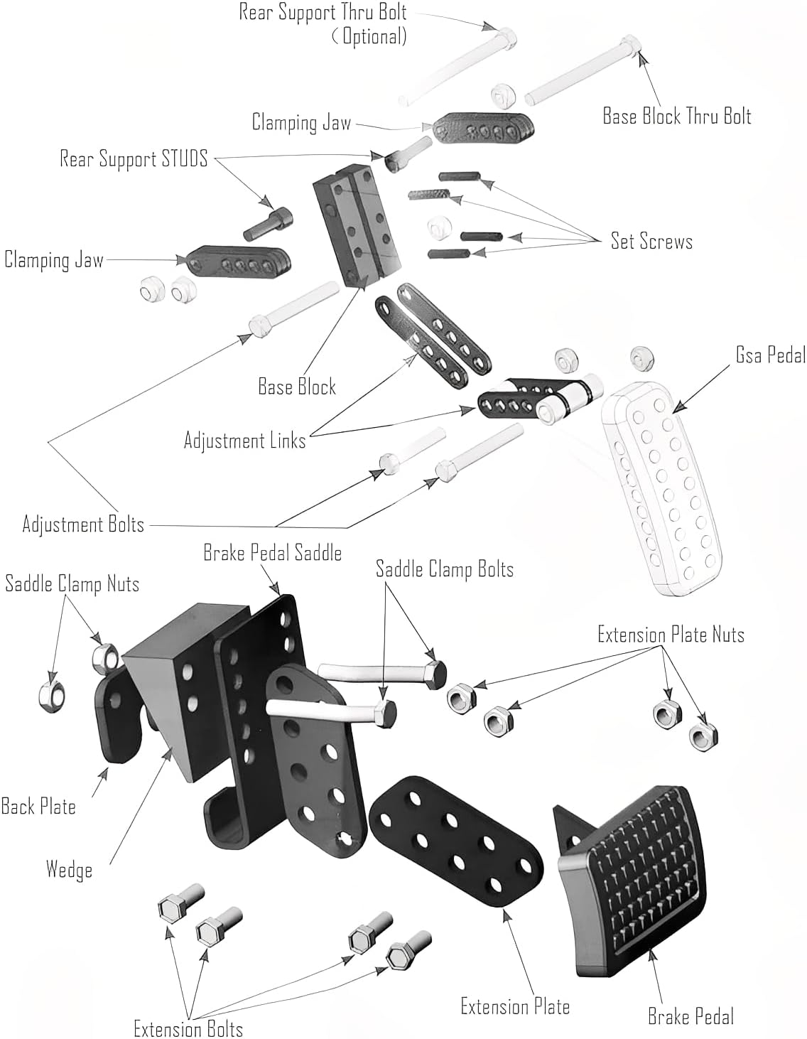 Gas and Brake Pedal Extenders for Short Drivers People,Pedal Extenders for Cars, Go Karts, Ride-On Toys,Adjustable to Any Angle,Solution-Steel & Rubber Construction