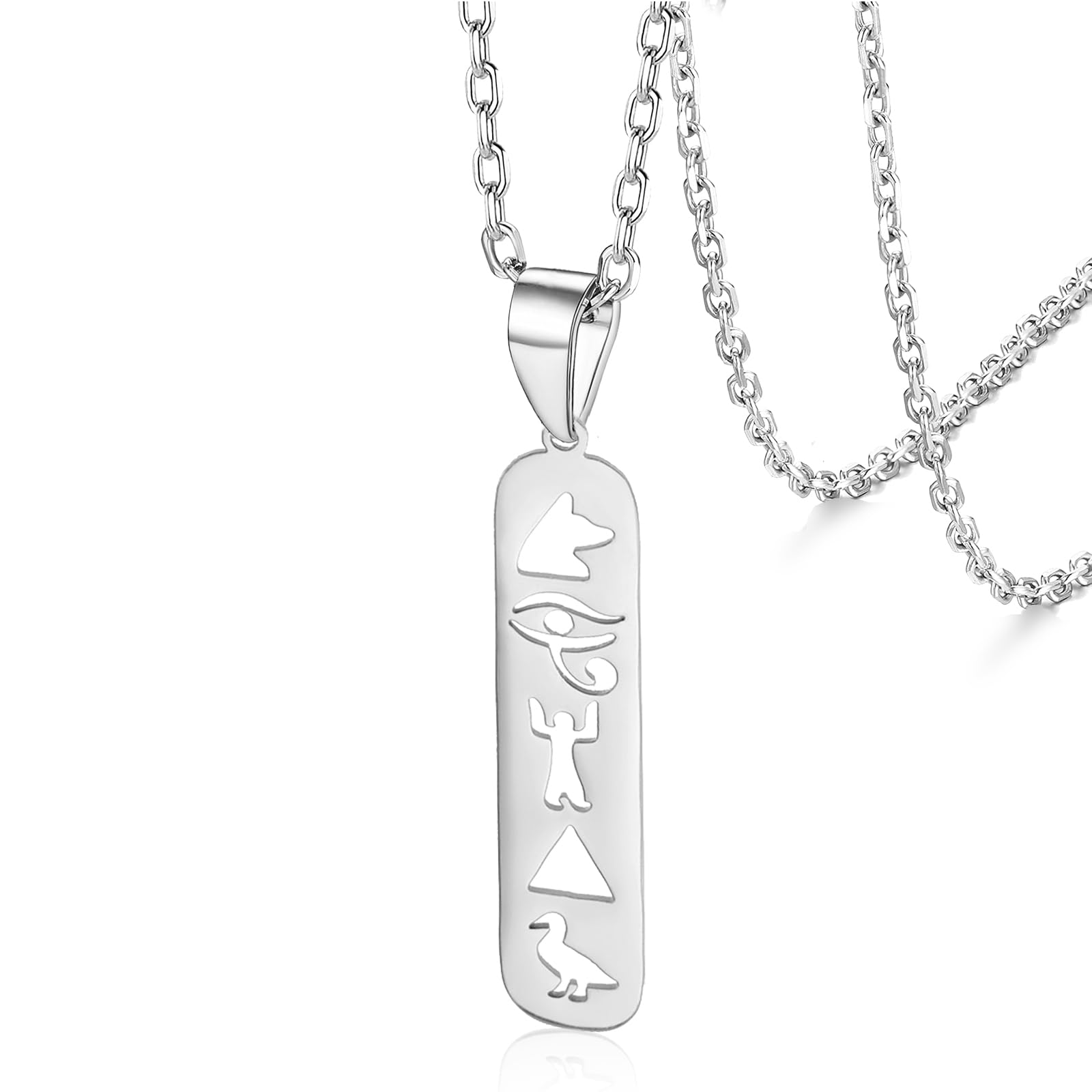 VASSAGO Ancient Egyptian Symbol Necklace Stainless Steel Ankh Cross Eye of Horus Pendant Luck Charm Jewelry Gift
