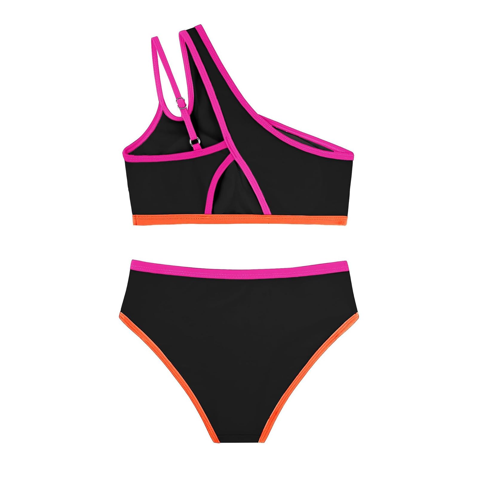Bikini Niña Bañaador Menstrual Adolescente Chica Conjunto de Dos Piezas Asimétriico con Borde Contraste y Cintura Alta Traje De Verano Bikini de Modapara Playa y Piscina