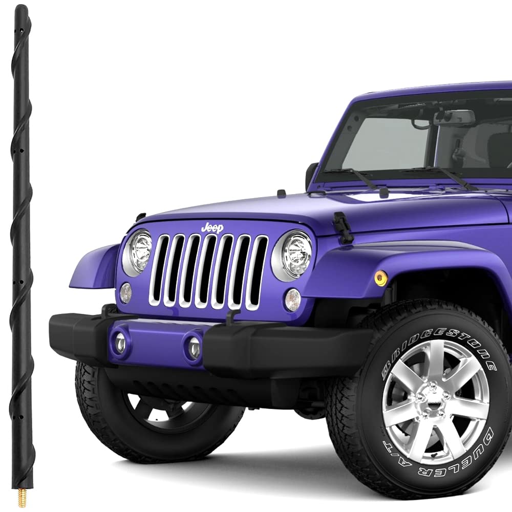BASIKER Antenna for Jeep Wrangler Gladiator JK JT Rubicon Sahara Unlimited Sport 2007-2022, Jeep Wrangler Antenna Replacement, 16 Inch Car AM FM Radio Antenna Jeep Accessories