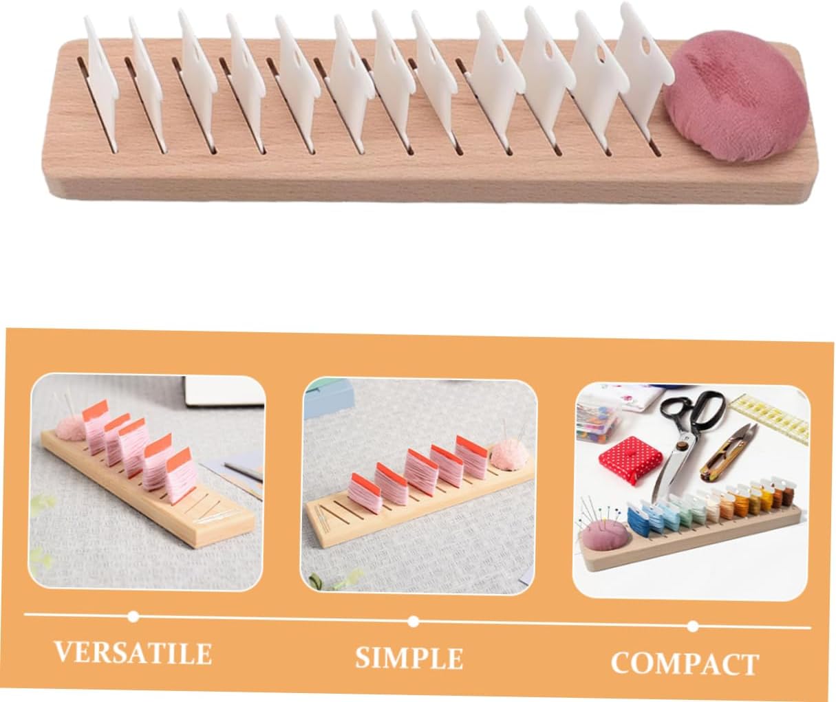 jojofuny Embroidery Bobbin Rack with Pin Cushion Holder Quilting Thread Organizer for Yarn and Sewing Accessories Portable Storage for Crafting Needs