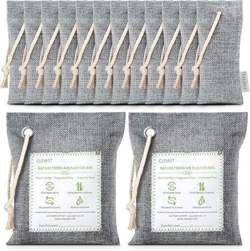 Comparison: Best Charcoal Bags For Odor 8 CLEVAST 14 Pack Activated Bamboo Charcoal Air Purifying Bags(2x200g, 12x50g), Natural Fresh Odor Absorber, Deodorizer and Moisture Eliminator, Air Purifier Bags for Home
