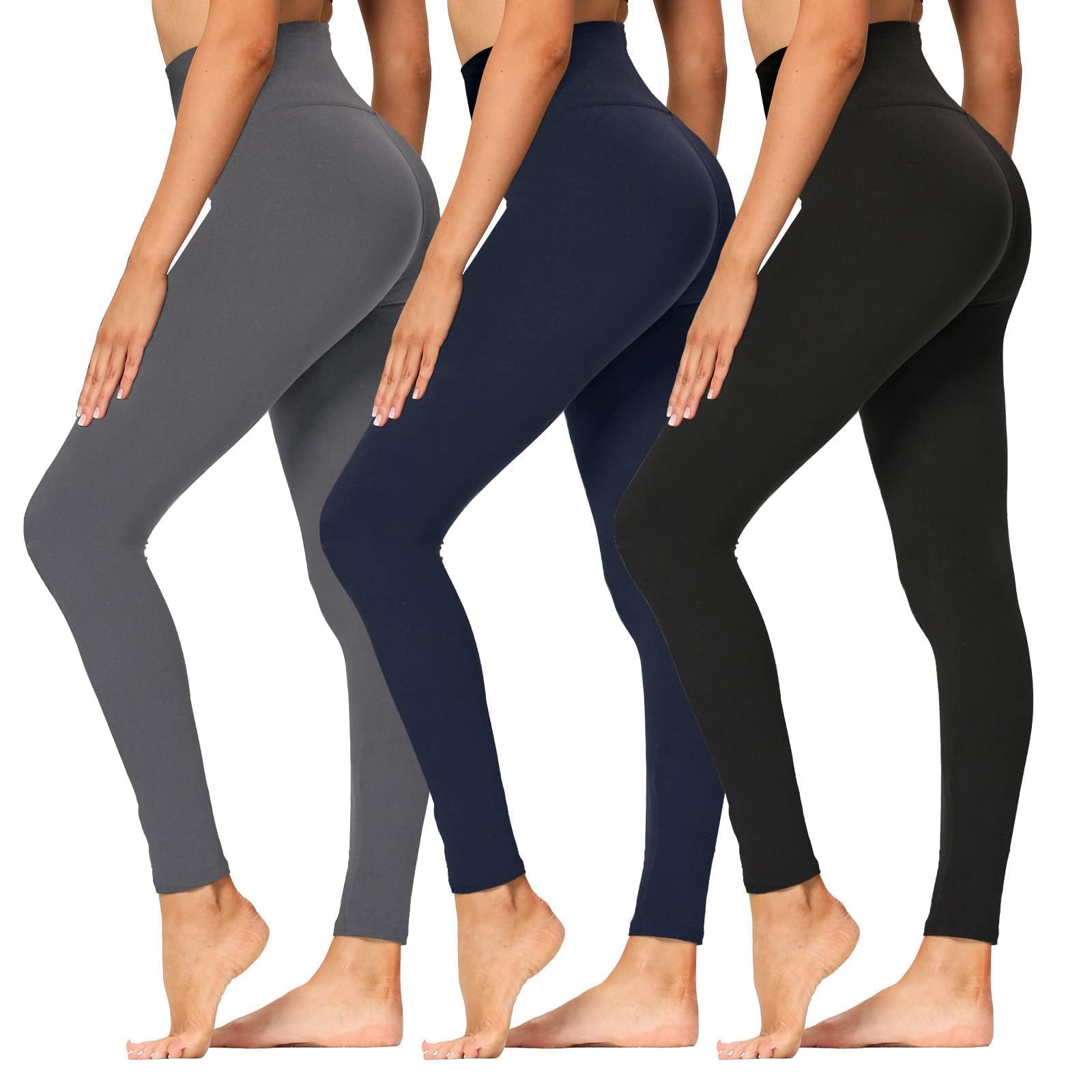 Syrinx 3-Pack High-Waisted Leggings with Pockets for Women, Tummy Control
