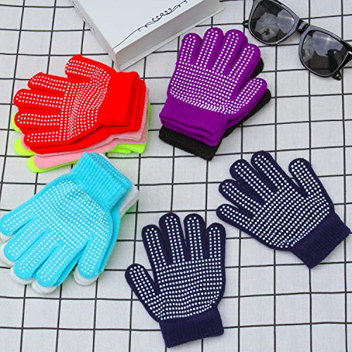 Cooraby 9 Pairs Kids Anti-skid Magic Gloves Winter Warm Stretchy Knit Gloves for Boys or Girls 5