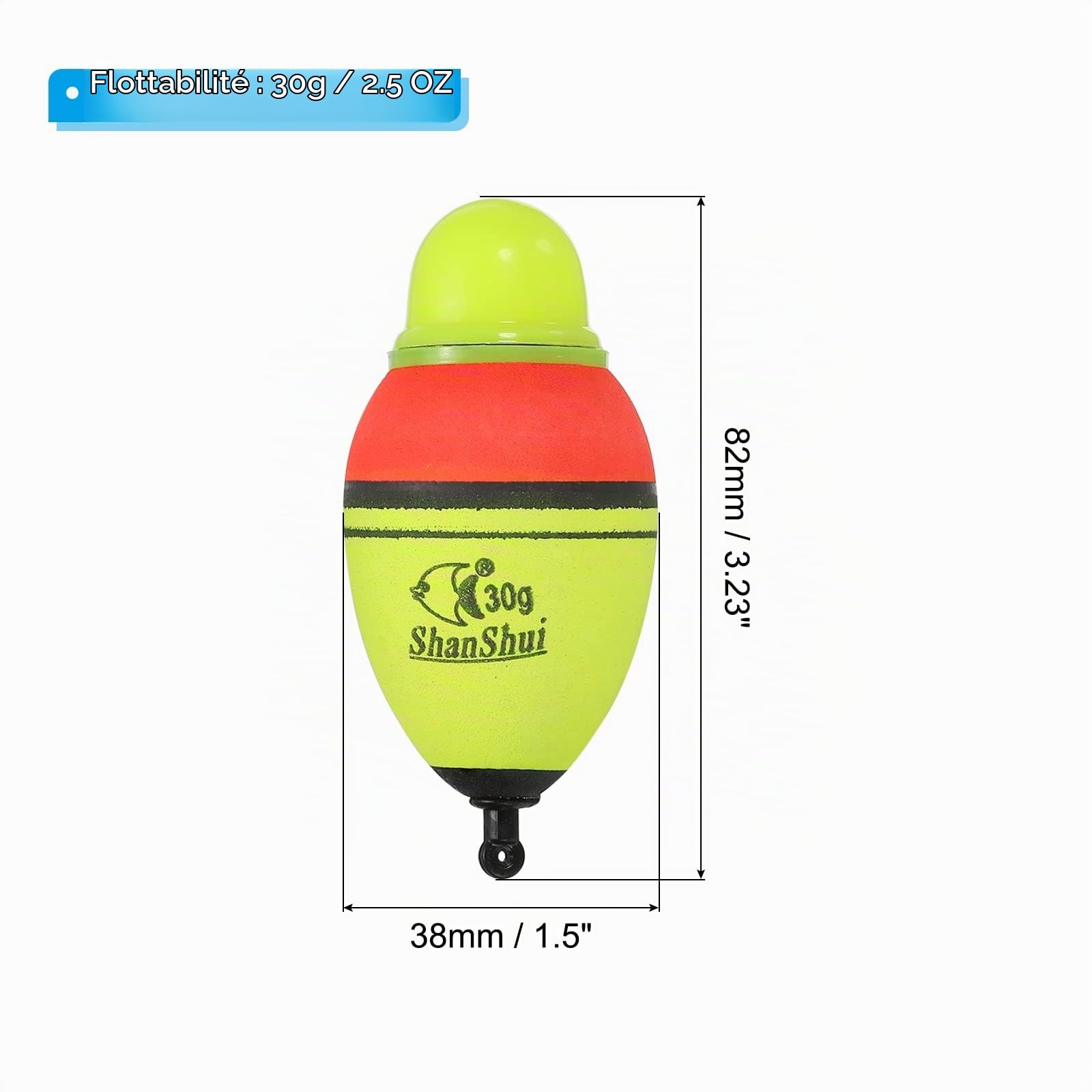 PATIKIL 1oz Lumineuses Pêche Bobines, 2 Lot EVA Lumineux Pêche Flotteur pour Nuit Pêche, Jaune