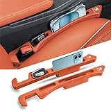 プジョー 車 シート隙間埋め 車 隙間クッション 2008 3008 5008 SUV 308 508 208 2019 2020 2016-2019 シートコンソール サイドクッション 一体成形ストレージスロットを深くするアップグレード版には携帯電話の充電ポート設計が付属しています 車用座席漏れ防止ストリップ 小物入れ付き 車隙間収納 運転席+助手席2本セット(オレンジ) [並行輸入品]