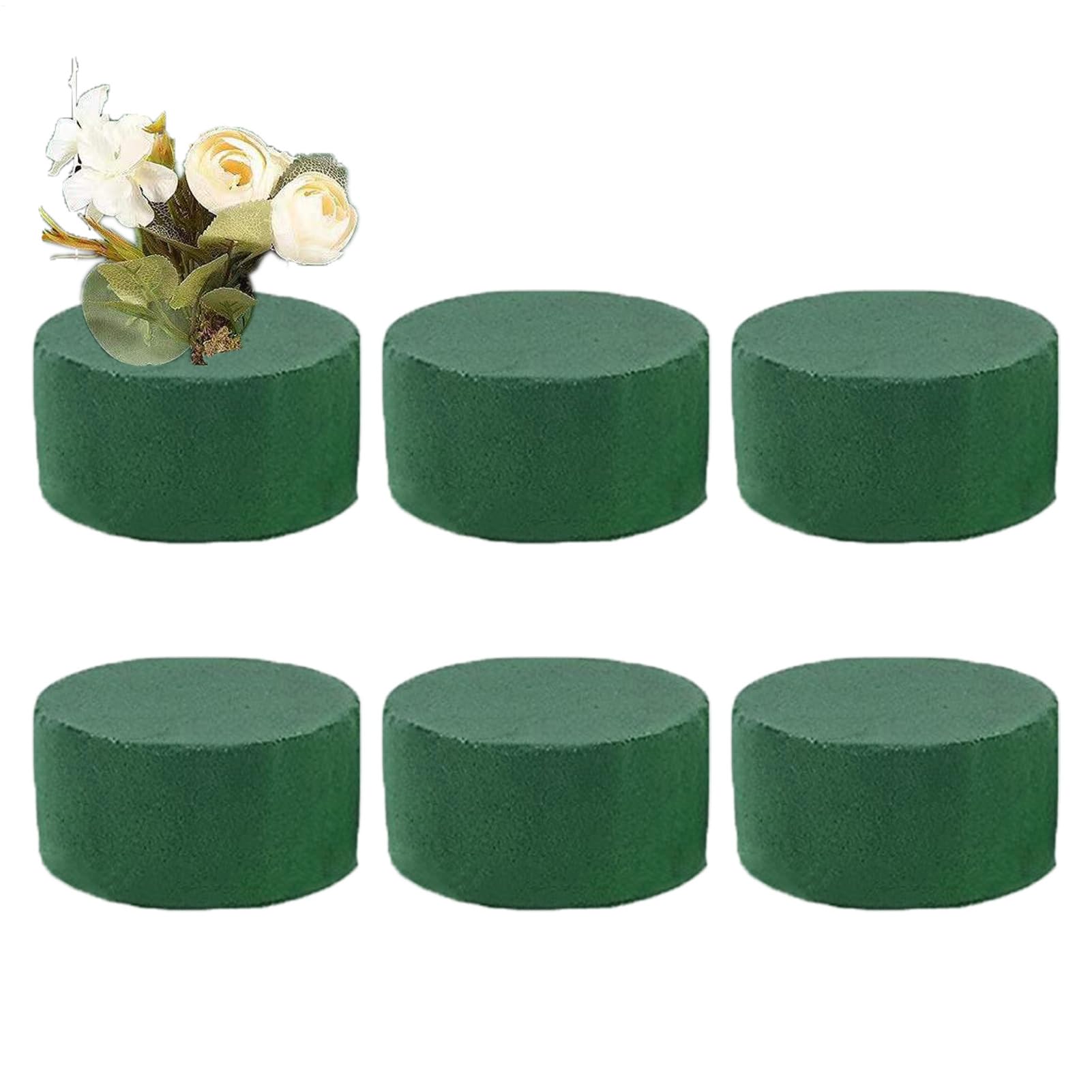 6pcs Florist Foam Blocks, Green Dried Flower Mud Round Brick, Water-Resistant Foam Bricks For Flower Arrangement, Reusable Floral Base For Fresh Artificial Flowers