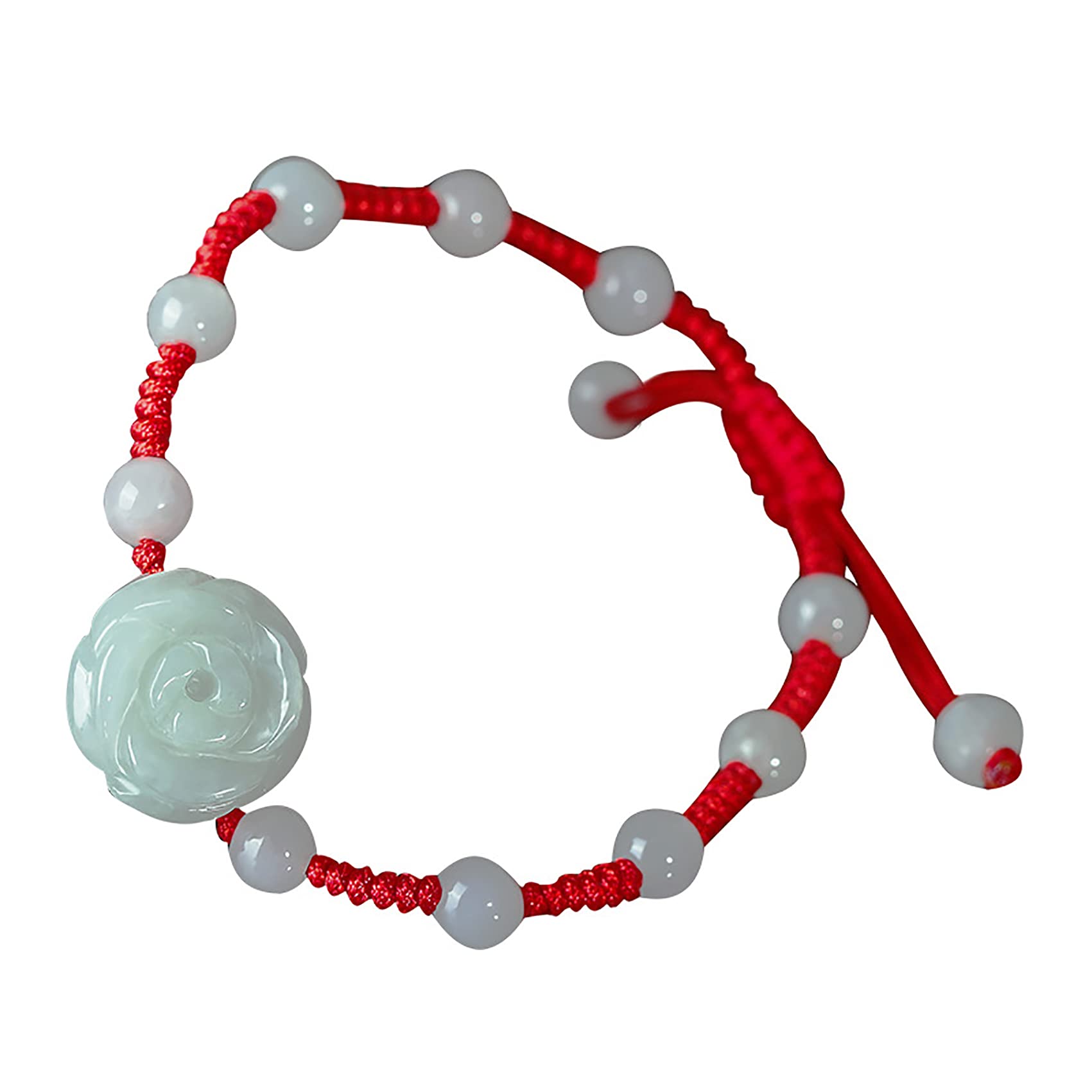 Pulsera De Cuentas, Esmeralda Lucky Peonía Flor Hilo Rojo Cuerda Joyería De Vacaciones Amuleto Atraer Dinero Prosperidad Suerte,B