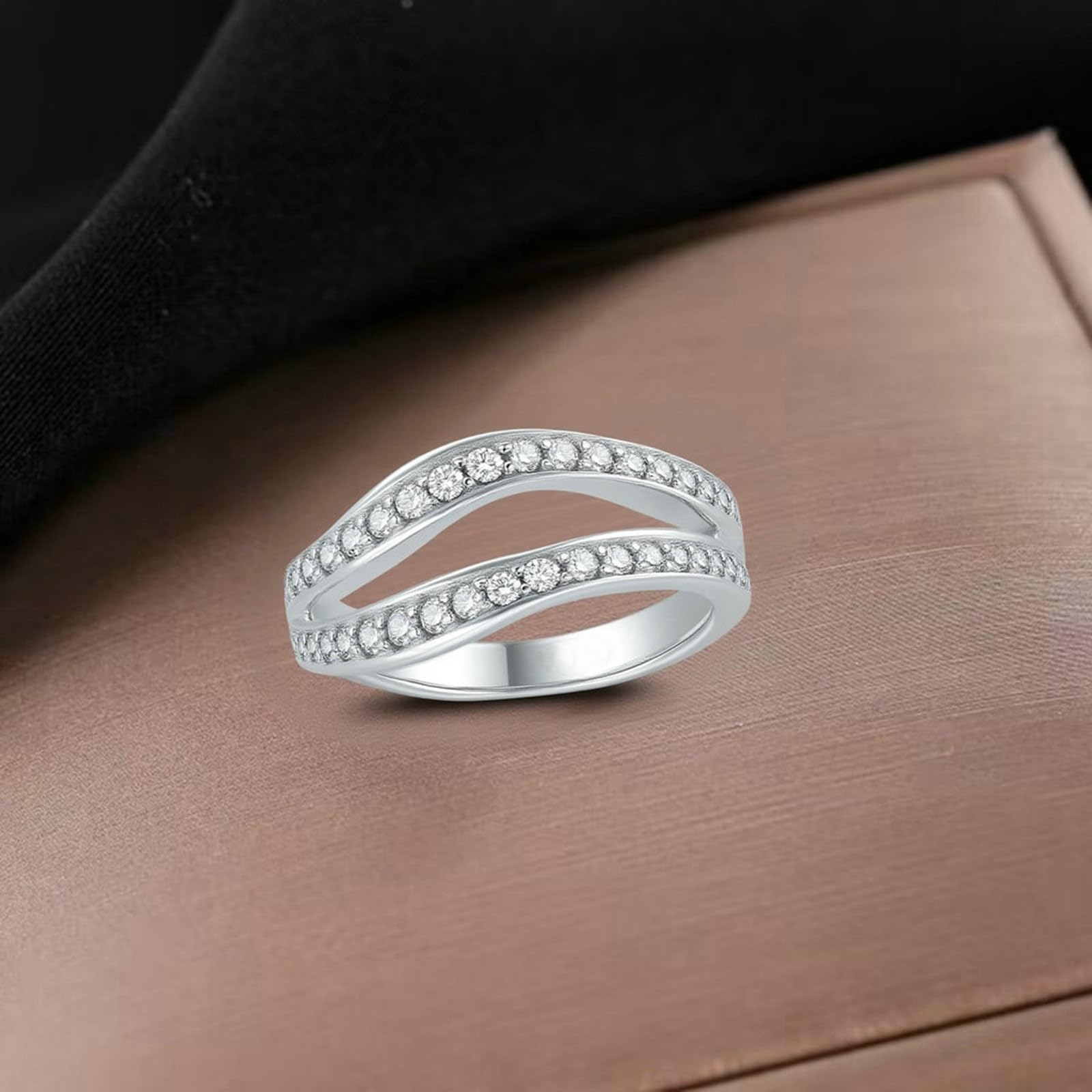 KnSam Prawdziwe złoto pierścionek soliter białe złoto 9K / 14K / 18K, pierścionek ślubny pierścionek owijany z diamentem, pierścionki przyjaźni Au 375/585/750 białe złoto, rozm. 47-65