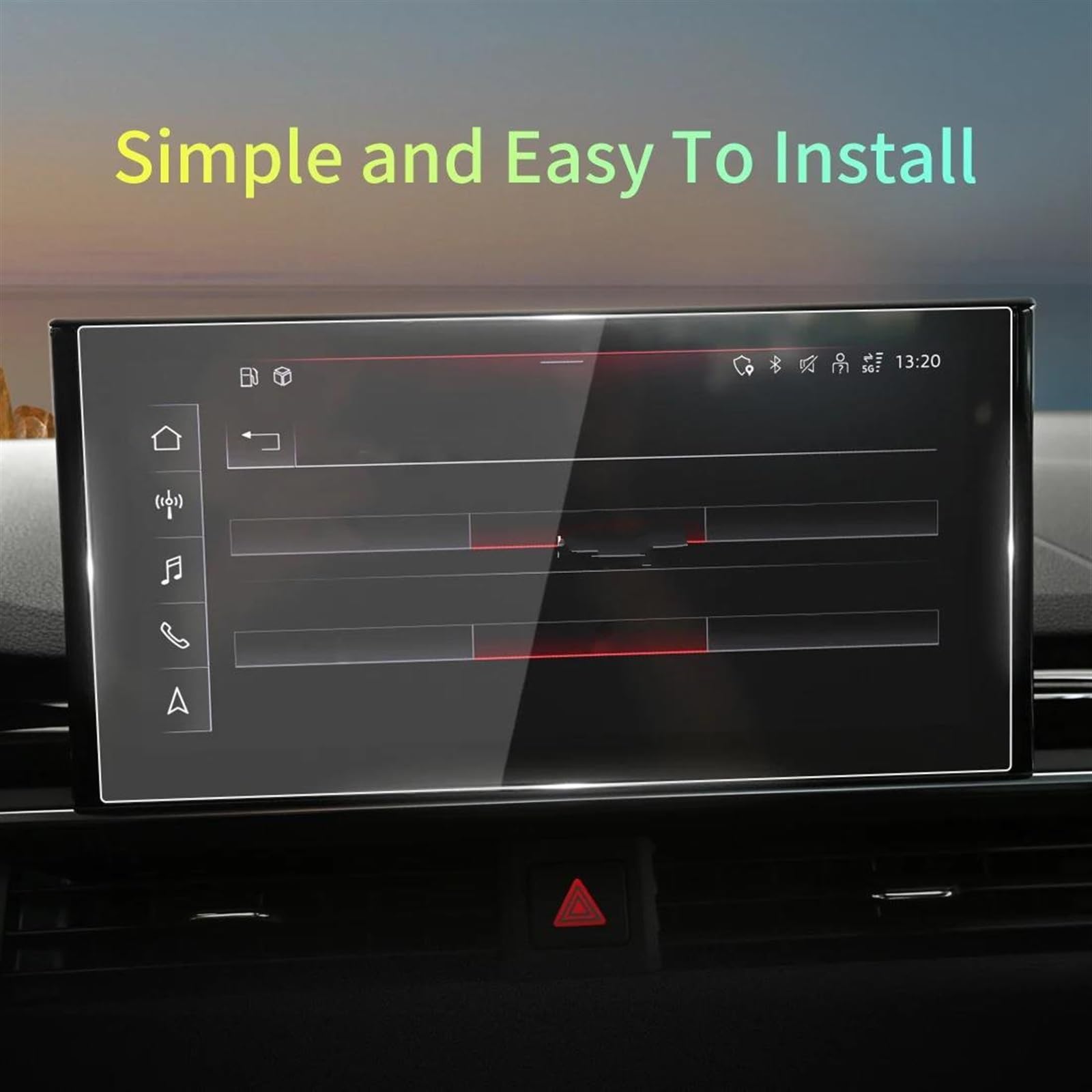 Naklejki ochronne ze szkła hartowanego Carplay do A4 2023 (niebieski)