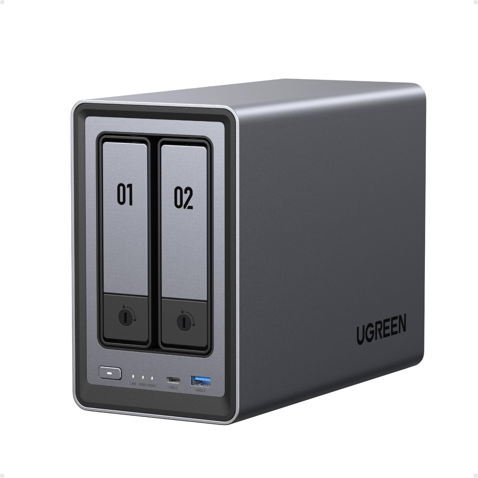 NASync DXP2800๏ผ2-Bay Desktop NAS, Intel N100 Quad-Core Processor, 8GB DDR5 RAM, 2.5GbE Ethernet, 2 x M.2 NVMe Slots, 4K HDMI, Home & Office Network Storage (Diskless)