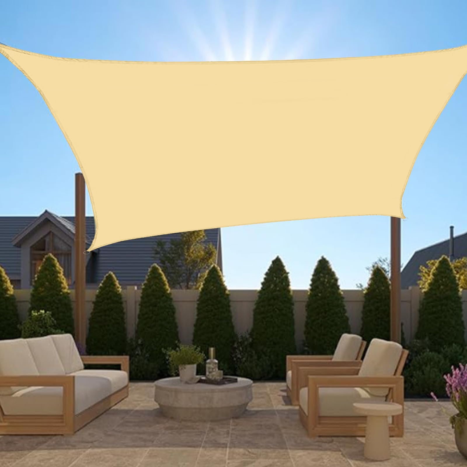 Impermeable Toldo Vela de Sombra,Toldo Vela de Sombra Rectangular 2x3m,Exterior Terraza,para Exteriores,Pergola,Jardín,Terrazas,Piscina