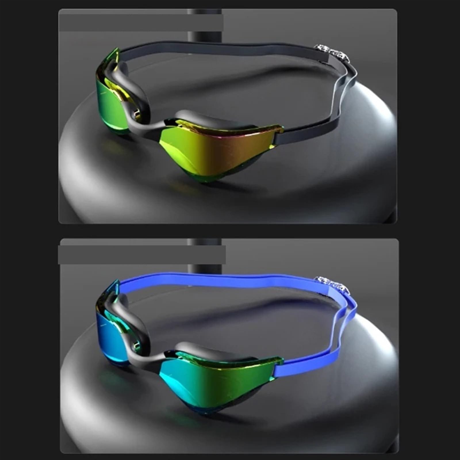 Occhialini da Nuoto for Adulti Impermeabili e antiappannamento ad Alta Definizione, occhialini da Nuoto elettrolitici Professionali e Confortevoli per Uomo Donna(White Blue)