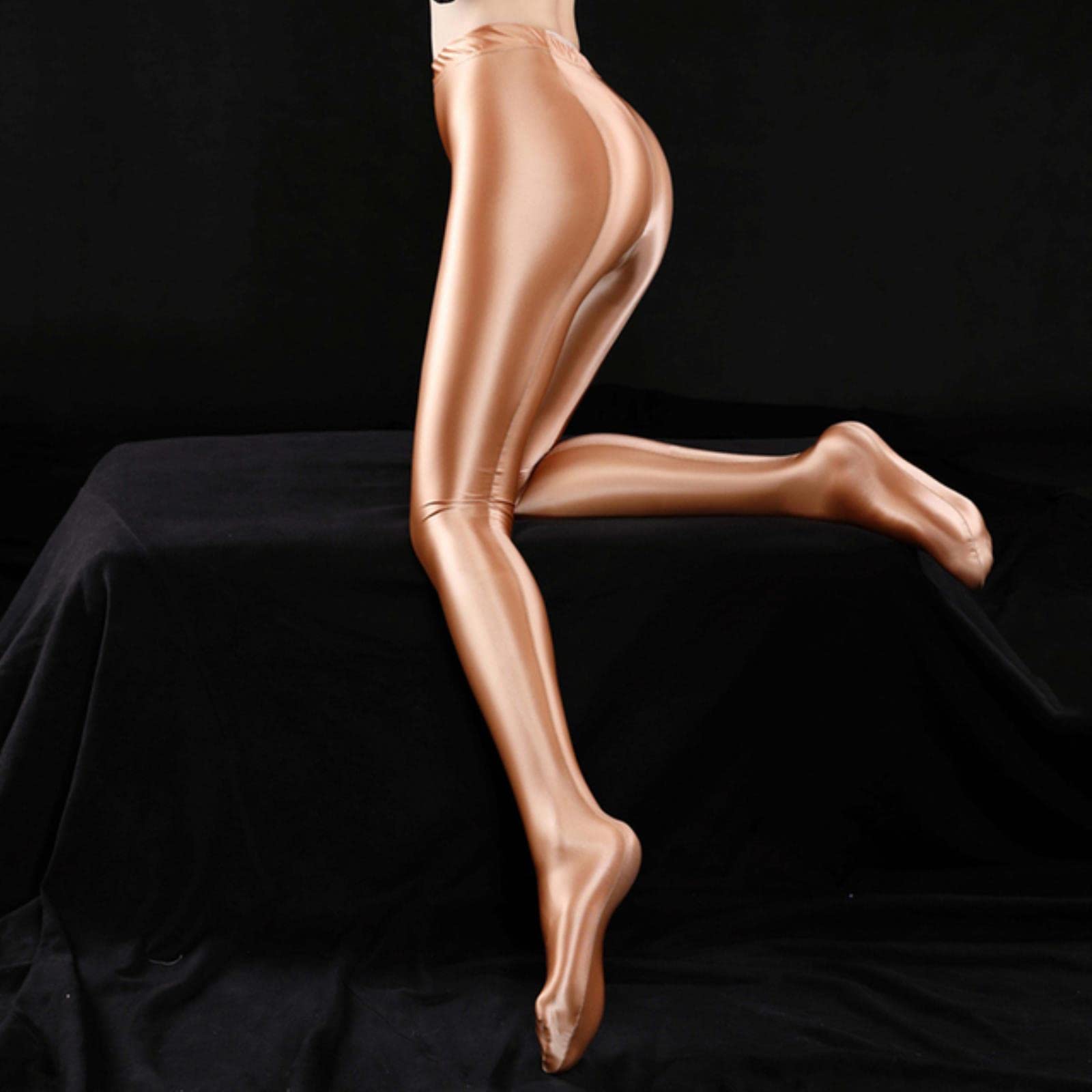 Calze Sexy Calze Taglie Forti Collant Super Lisci Calze da Donna Lucide a Olio Collant Lucidi Collant Push-up Sexy per Fianchi (caffè A)