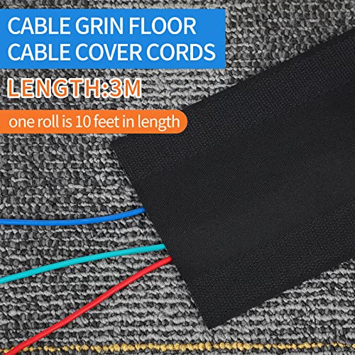 Image of WILLBOND Carpet Cord Cover Cable Grip Floor Cover Cable Protector Management Only for Commercial Office Carpet(Black,39.37 ft)