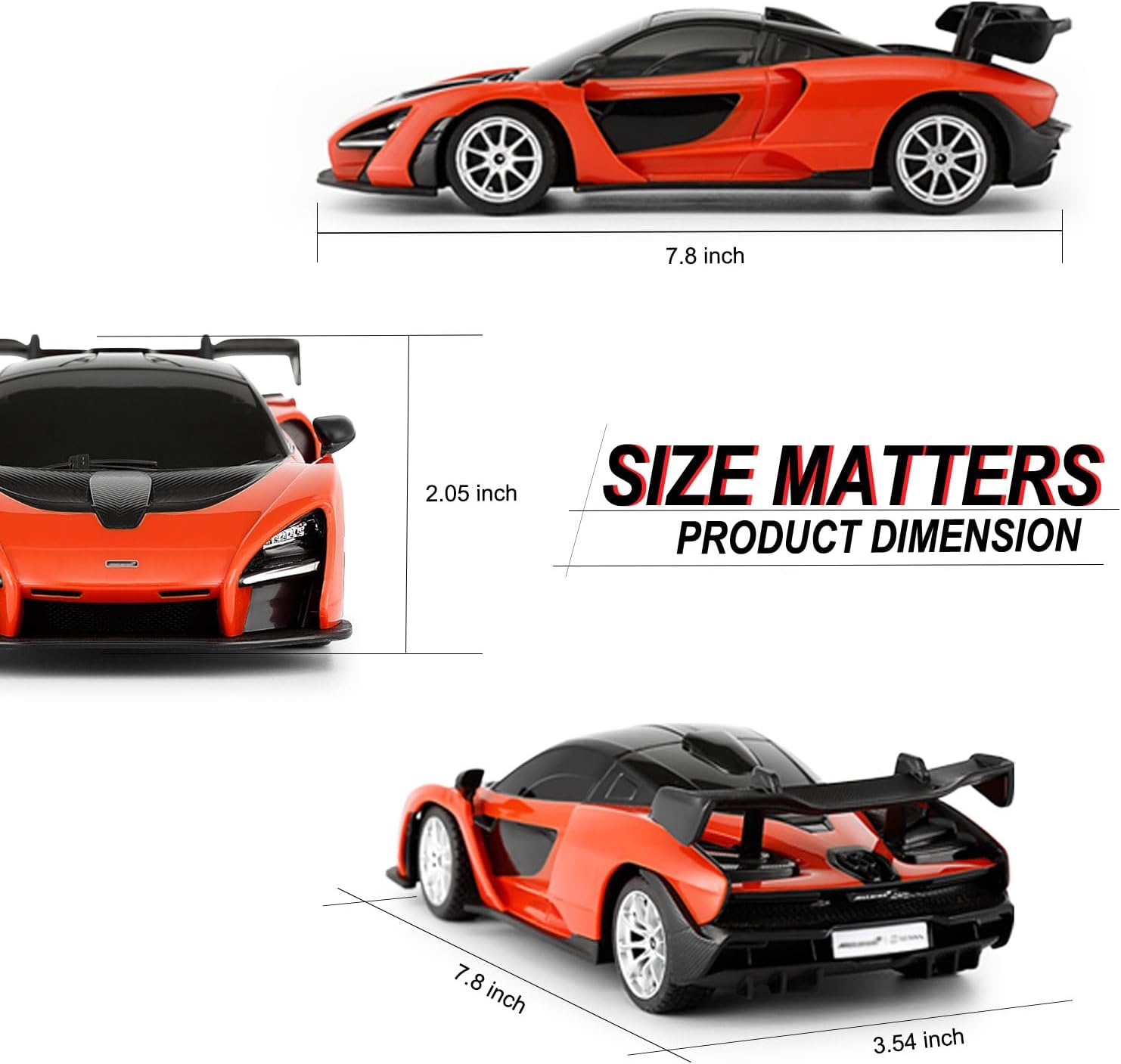 1:24 Scale Remote Control Car for McLaren Senna, 2.4GHz Model RC Cars, Electric Sport Racing Hobby Vehicle Gift for Adults, Kids, Boys, Girls - Orange