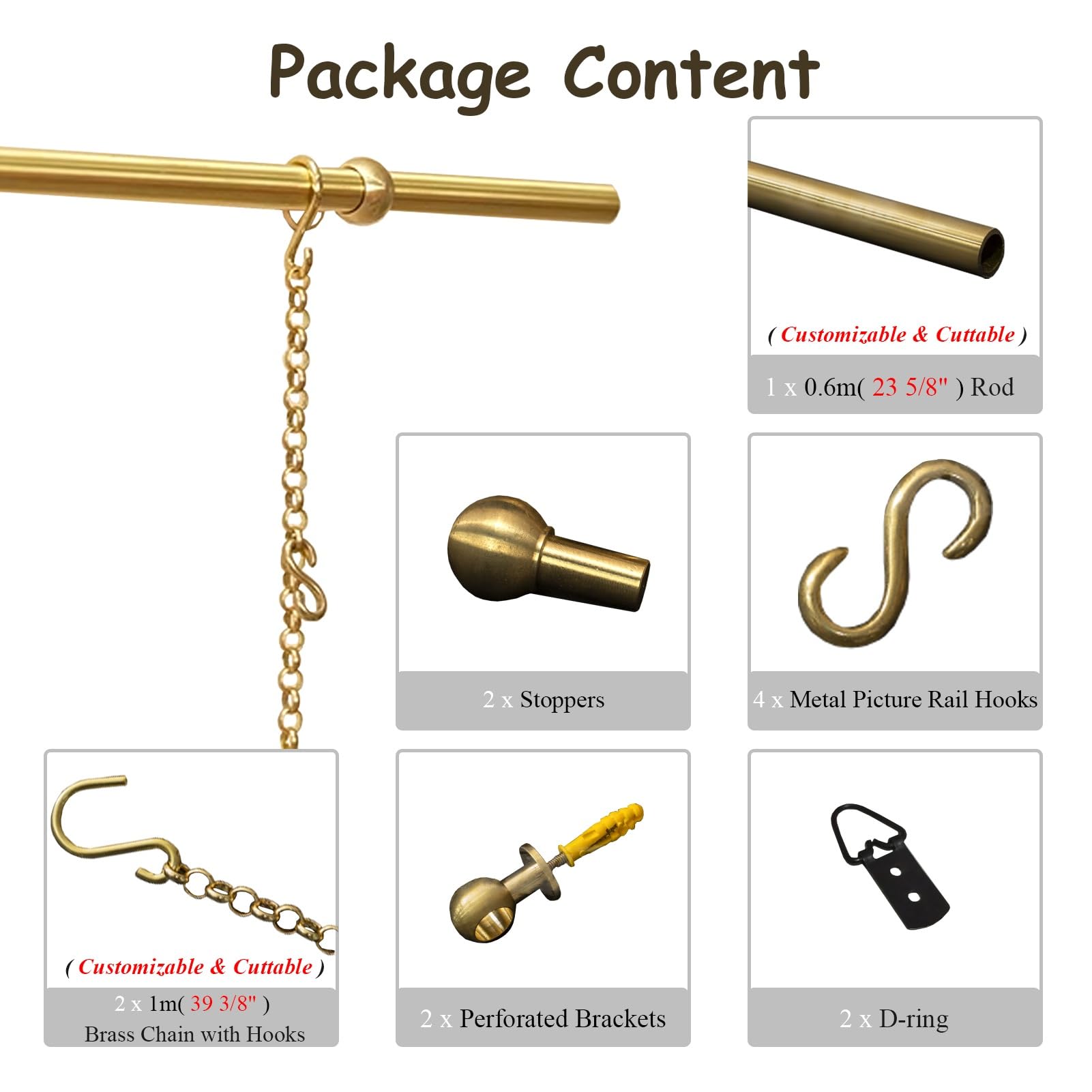 Kit de decoración de pared con anillos en D y tapones para fotos, espejos y obras de arte