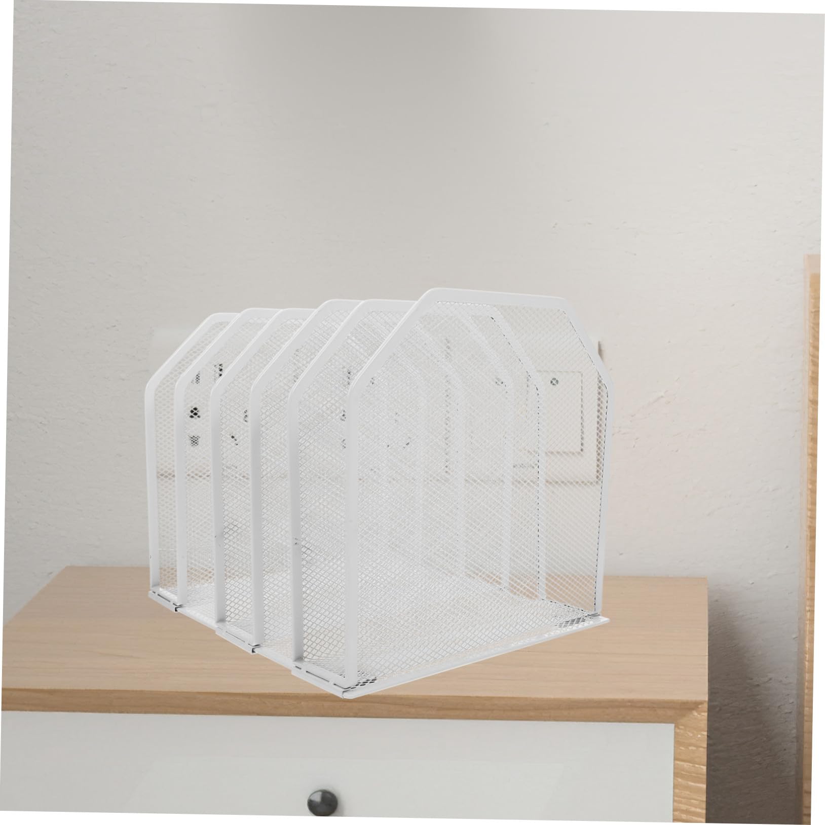 Organizador de Escritorio Ajustable con Compartimentos Metálicos Soporte Vertical para Archivos y Bandeja Organizadora para Oficina y Aula