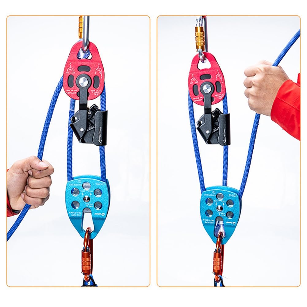 Bloepum Ascender Lifting Pulley 4KN Climbing Locking Rigging Lifter Outdoor Portable Emergency Mountaineering Equipment