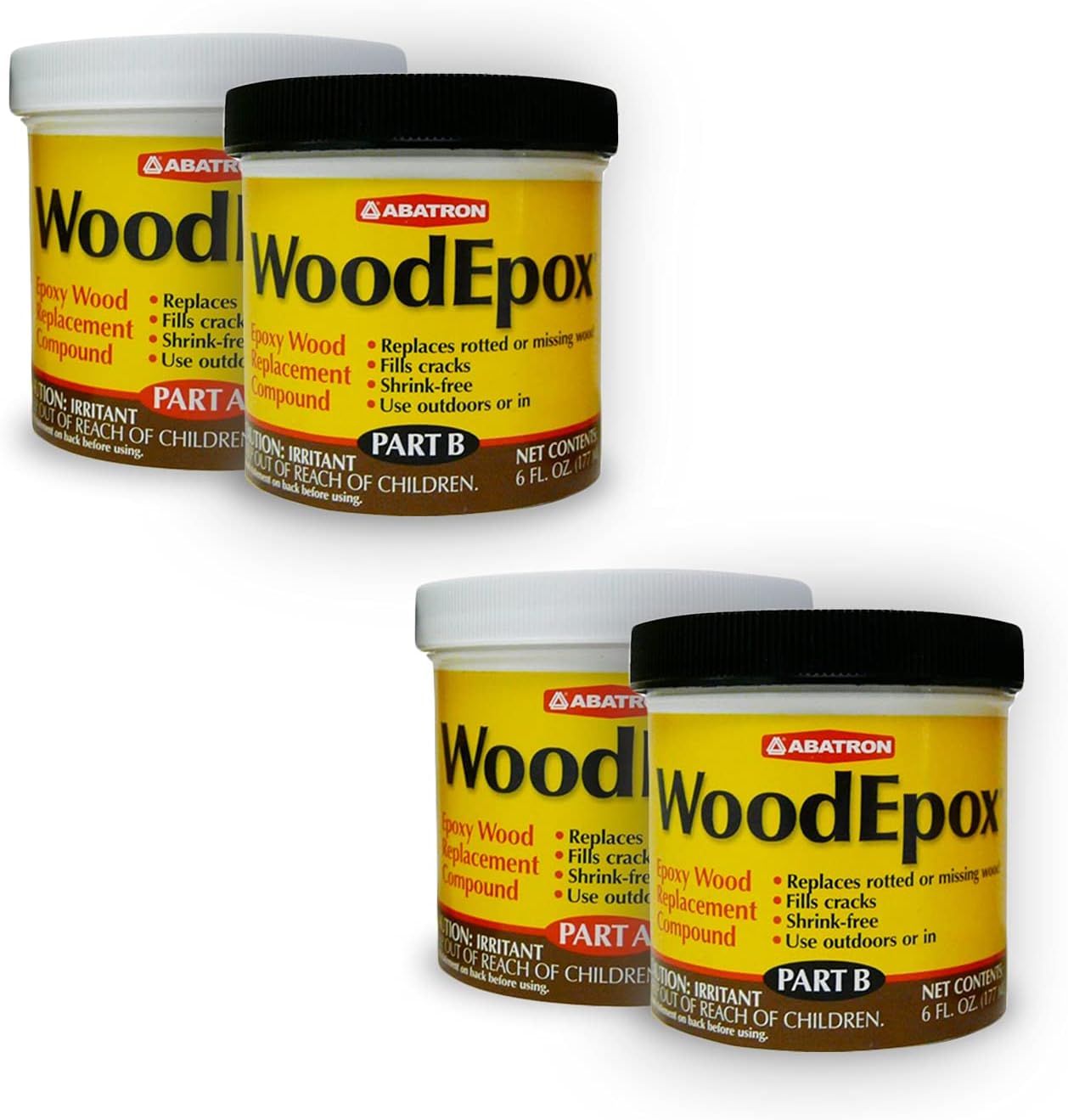 2 Kit WoodEpox Epoxy Wood Replacement Compound, 12 oz Kit, Part A & B