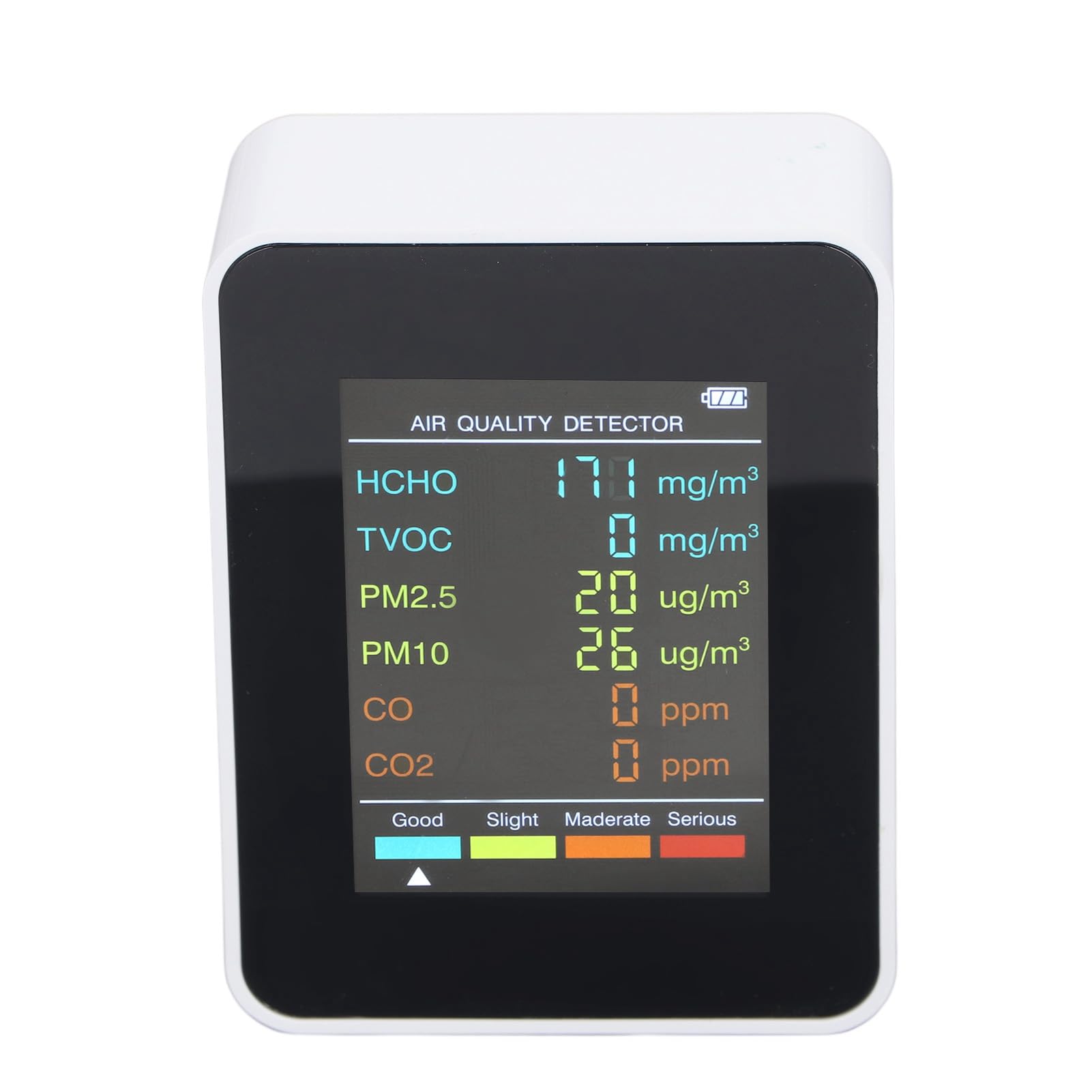 CO2 TVOC HCHO PM2.5 PM10 Detektor ekranu LCD do precyzyjnej kontroli, ładowanie USB dla jakości powietrza wewnętrznego, odporny na zużycie materiał absessowy