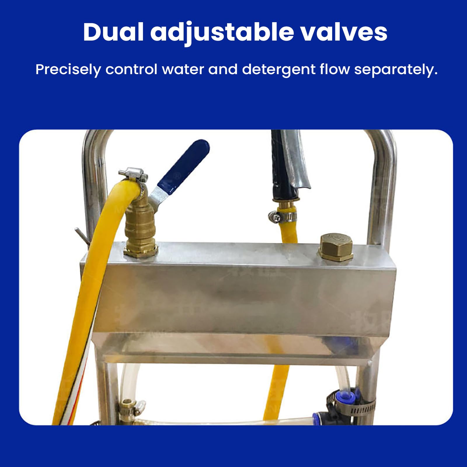 Limpiador automático de botas, cepillo de limpieza de zapatos de acero inoxidable con manguera de agua de 5 m y no necesita energía, interruptor de válvula doble, 15 salidas de agua para limpieza de