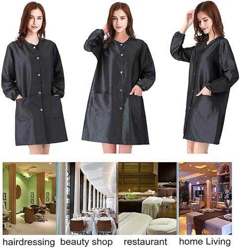 Miniatura 4 de TOPTIE Negro Salón Smock Peluquero Ropa de Trabajo Peluquería Cabo Estilista Peluquero Chaqueta de Peluquero Mascotas
