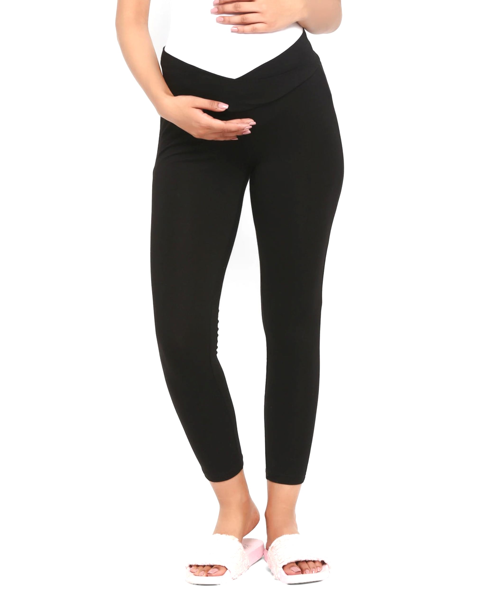 Khwaish Store Women's Low V-Shape Under The Belly Full Coverage Soft Support Full Length Maternity Pant, Jegging, Legging (in, Alpha, L, Regular, Big, Black) - Image 2 thumbnail